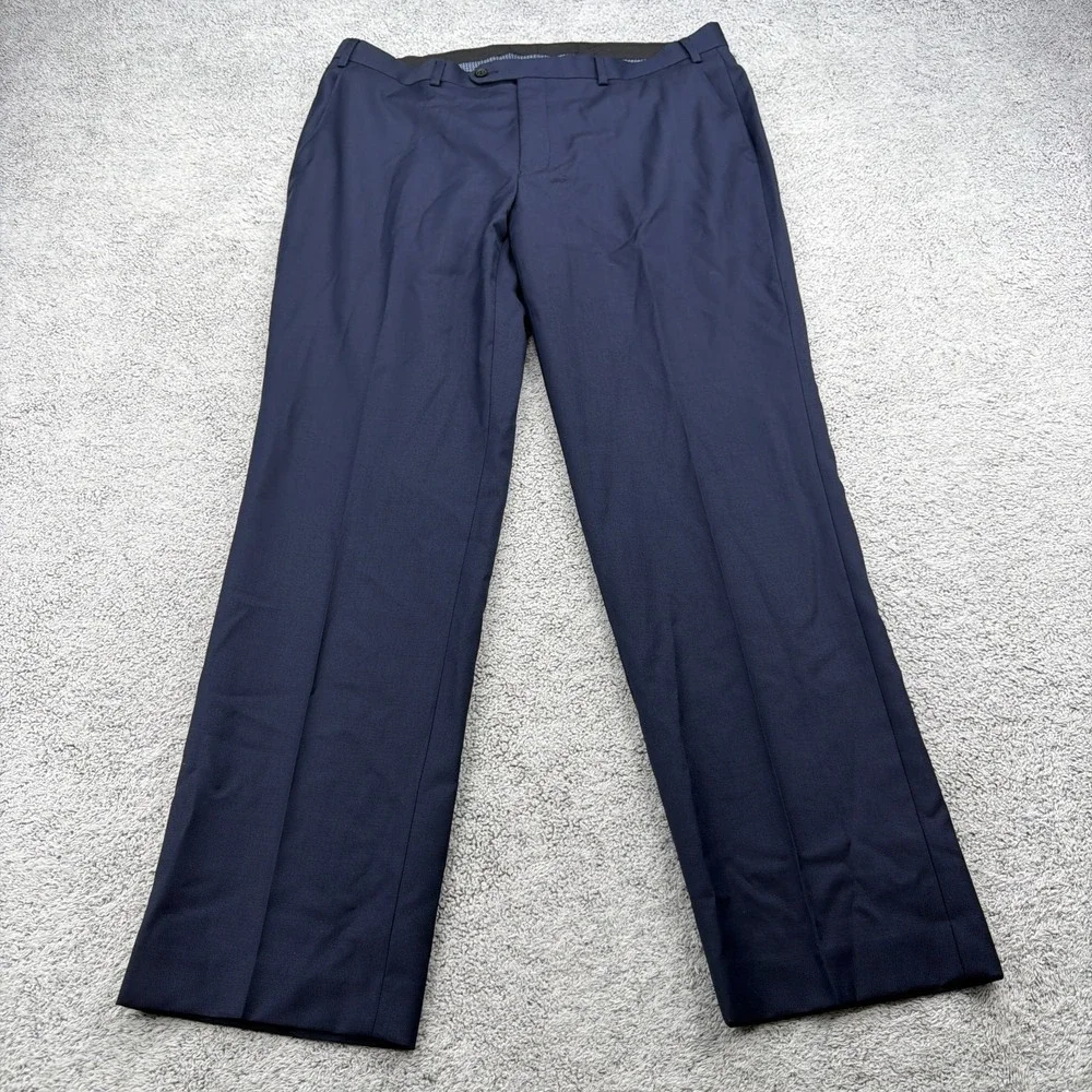 Lauren Ralph Lauren Suit Mens 42R 36x30 Blue Stretch Pleated Pant Wool Blend